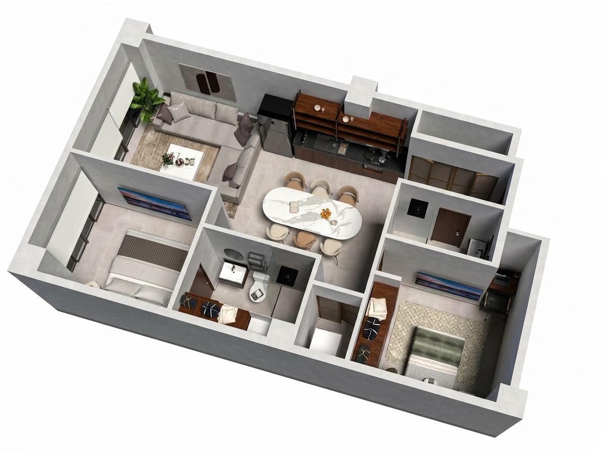 Render isométrico Torre Hacienda Aldama